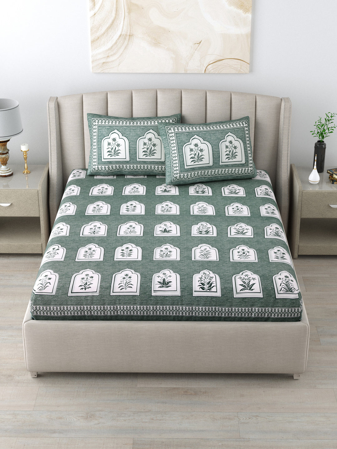 LIVING ROOTS Pure Cotton 1 King Size Bedsheet  90*96 inches (7.5*8 Feet) With 2 Pillow Cover | Rich Fast Colour with No Colour Bleeding | Soft Skin Friendly (147-C)