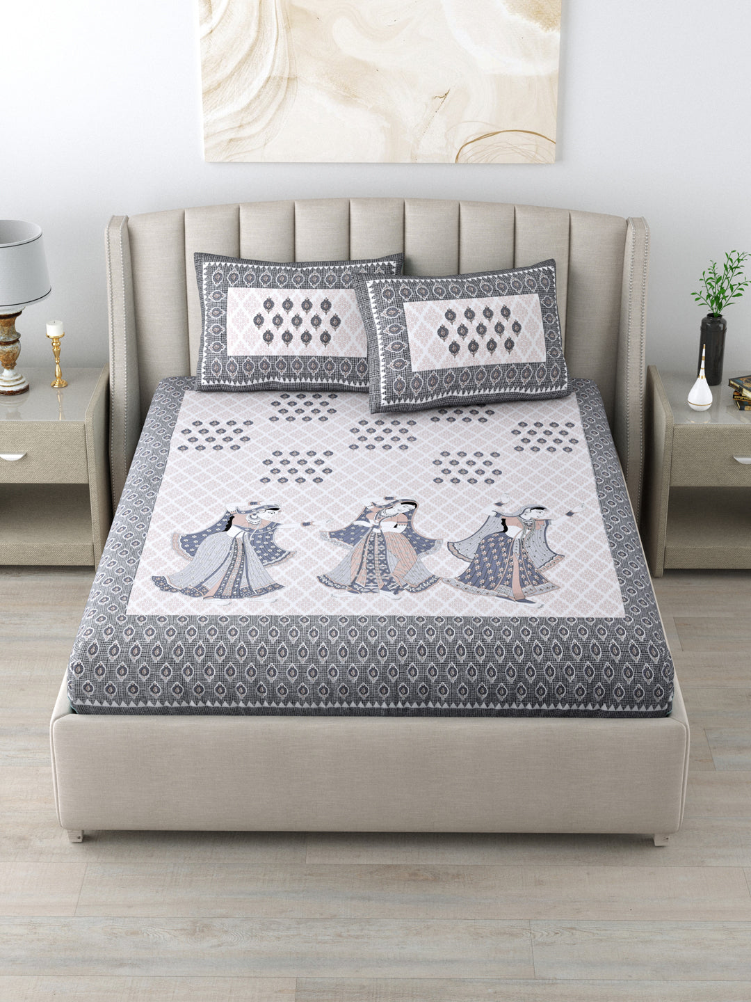 1 King Size Bedsheet  90*96 inches (7.5*8 Feet) With 2 Pillow Cover | Pure Cotton | Rich Fast Colour with No Colour Bleeding | Soft Skin Friendly (150-C)