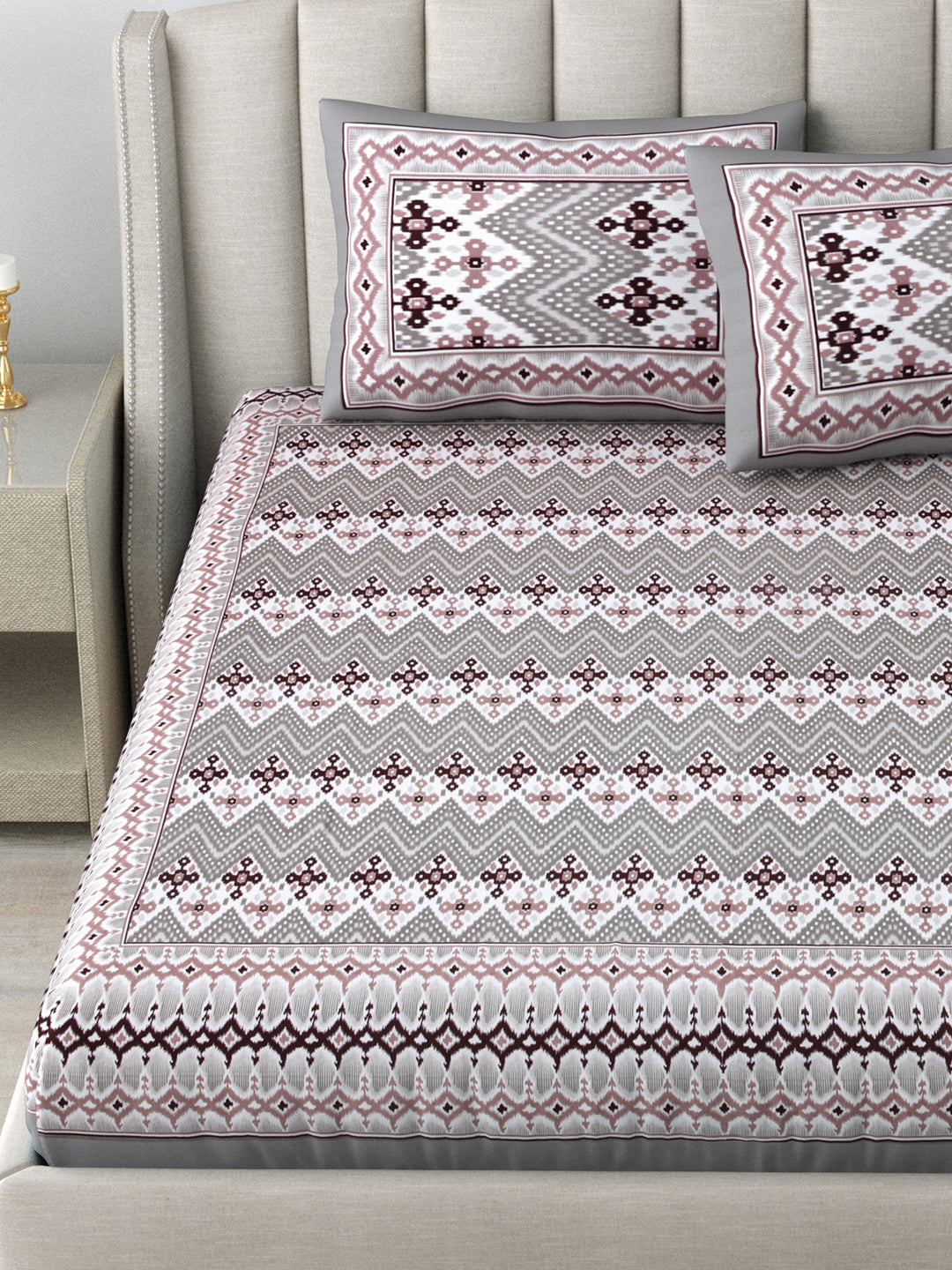 1 King Size Bedsheet  90*96 inches (7.5*8 Feet) With 2 Pillow Cover | Pure Cotton | Rich Fast Colour with No Colour Bleeding | Soft Skin Friendly (156-C)