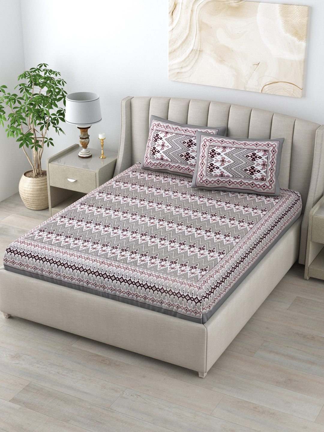 1 King Size Bedsheet  90*96 inches (7.5*8 Feet) With 2 Pillow Cover | Pure Cotton | Rich Fast Colour with No Colour Bleeding | Soft Skin Friendly (156-C)