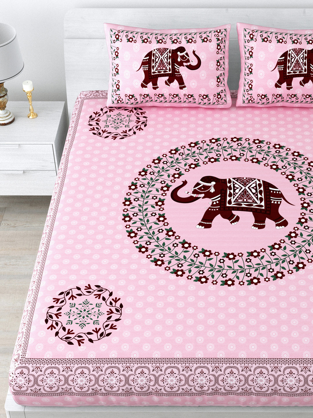 1 King Size Bedsheet  90*96 inches (7.5*8 Feet) With 2 Pillow Cover | Pure Cotton | Rich Fast Colour with No Colour Bleeding | Soft Skin Friendly (161-C)