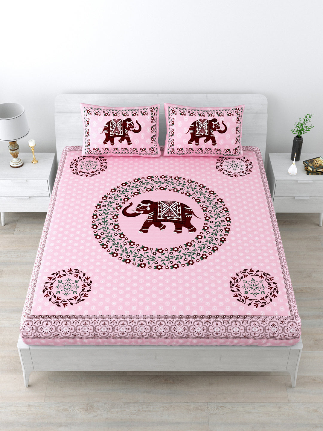 1 King Size Bedsheet  90*96 inches (7.5*8 Feet) With 2 Pillow Cover | Pure Cotton | Rich Fast Colour with No Colour Bleeding | Soft Skin Friendly (161-C)