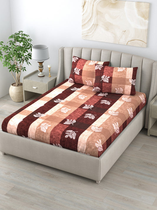 LIVING ROOTS Double Bedsheet Pure Cotton Maroon Colour Queen Size With 2 Pillow Cover (31-165-A)