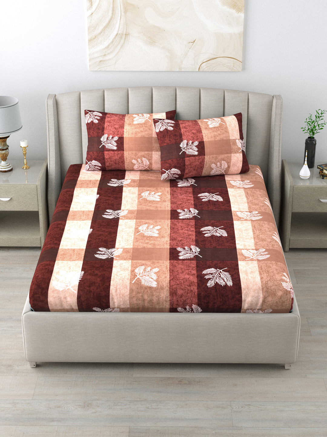 LIVING ROOTS Double Bedsheet Pure Cotton Maroon Colour Queen Size With 2 Pillow Cover (31-165-A)