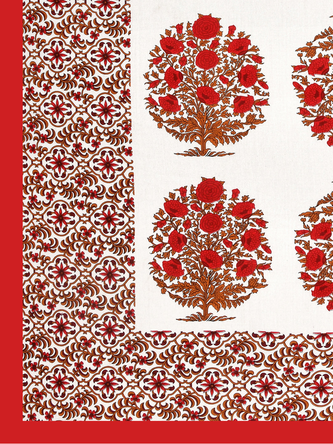 Copy of Queen Size Double Bedsheet Pure Cotton Fabric Red Colour Flower Print  with 2 Pillow Covers