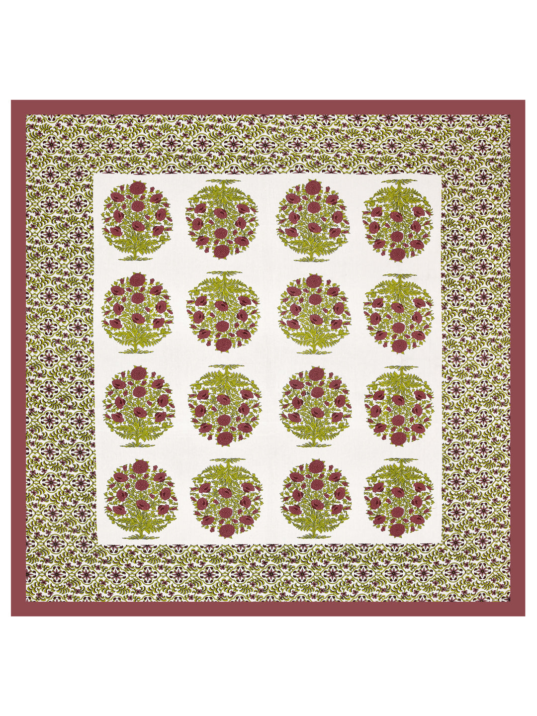 Queen Size Double Bedsheet Pure Cotton Fabric Green Colour Flower Print  with 2 Pillow Covers