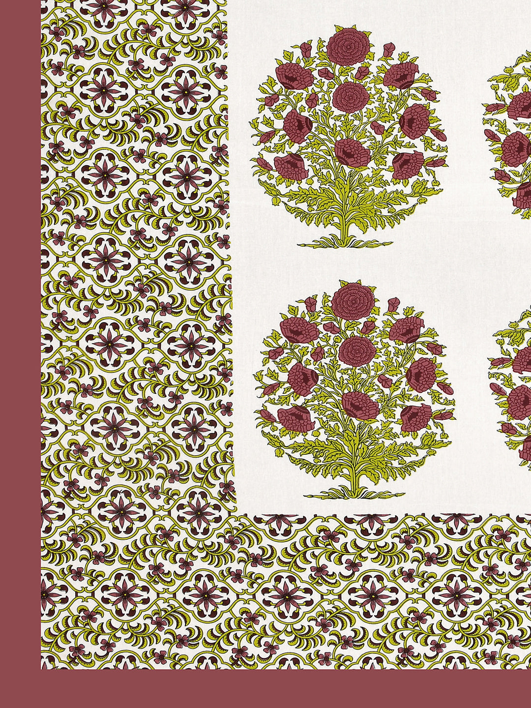Queen Size Double Bedsheet Pure Cotton Fabric Green Colour Flower Print  with 2 Pillow Covers