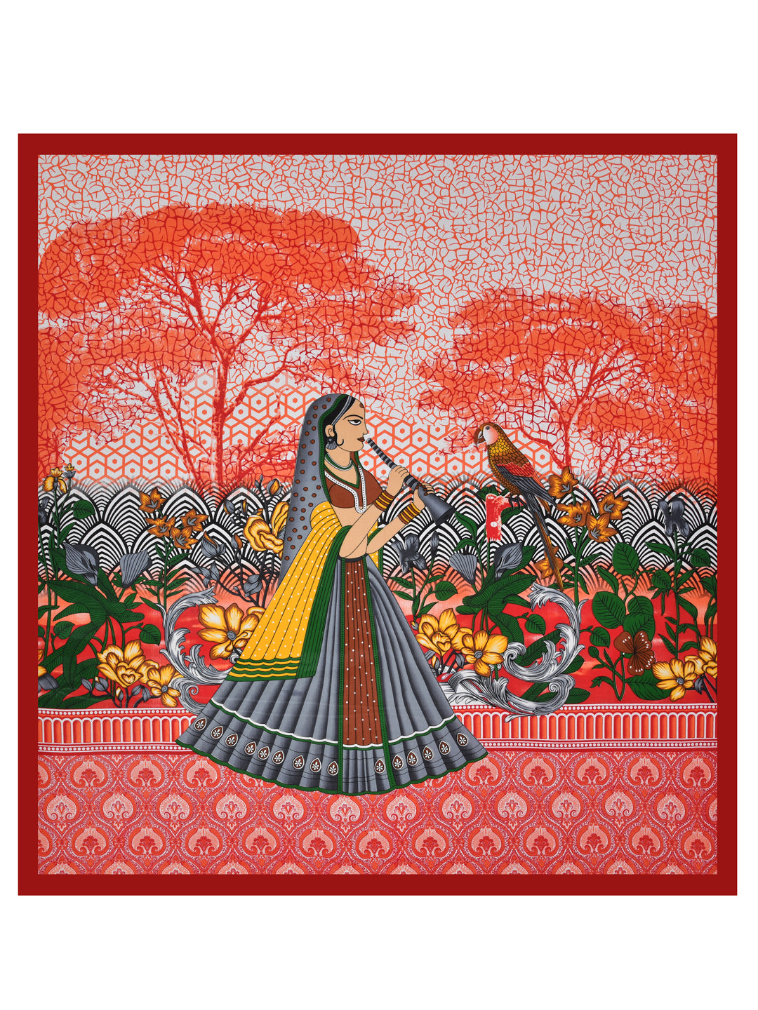 LIVING ROOTS Queen Size Double Bedsheet Pure Cotton Fabric Red Colour Sanganeri Print with 2 Pillow Covers (31-176-C)