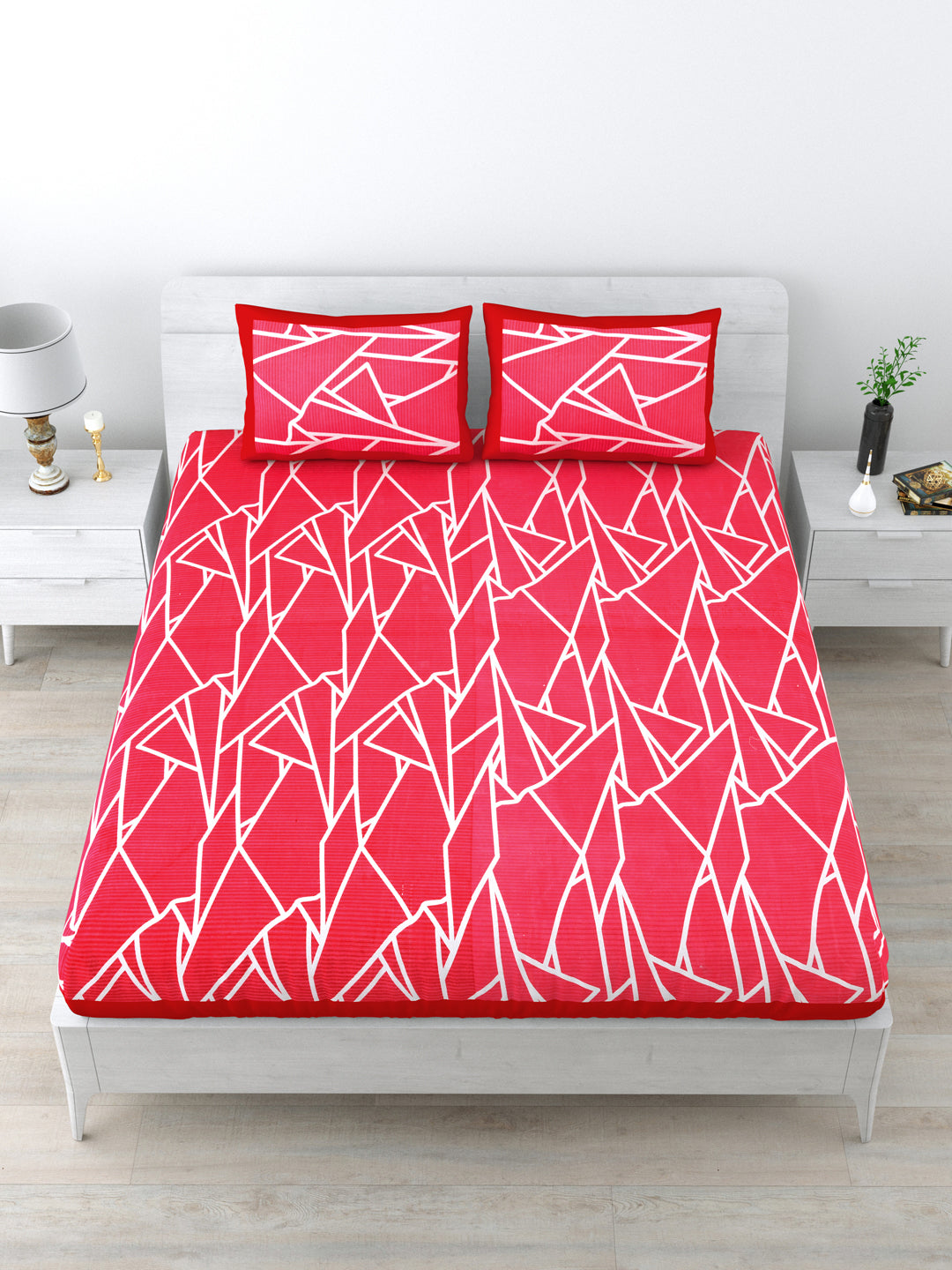 LIVING ROOTS Cotton Breathable Supersoft Wrinkelfree Double Bedsheet with 2 Pillow Covers Pink Colour (31-183-A)