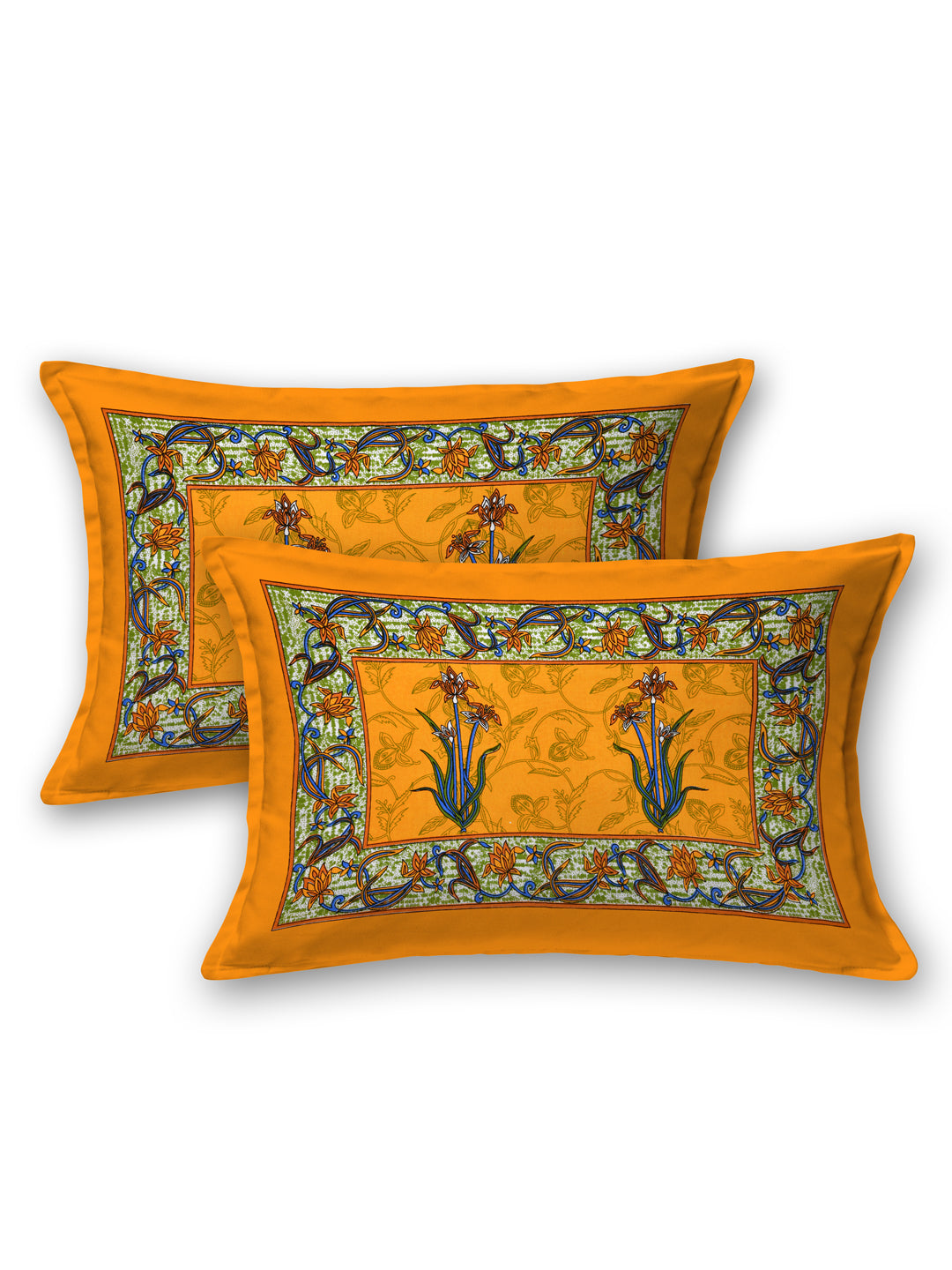 LIVING ROOTS Double Bedsheet Pure Cotton - 1 Bedsheet with 2 Pillow Covers Yellow Colour (31-190-B)