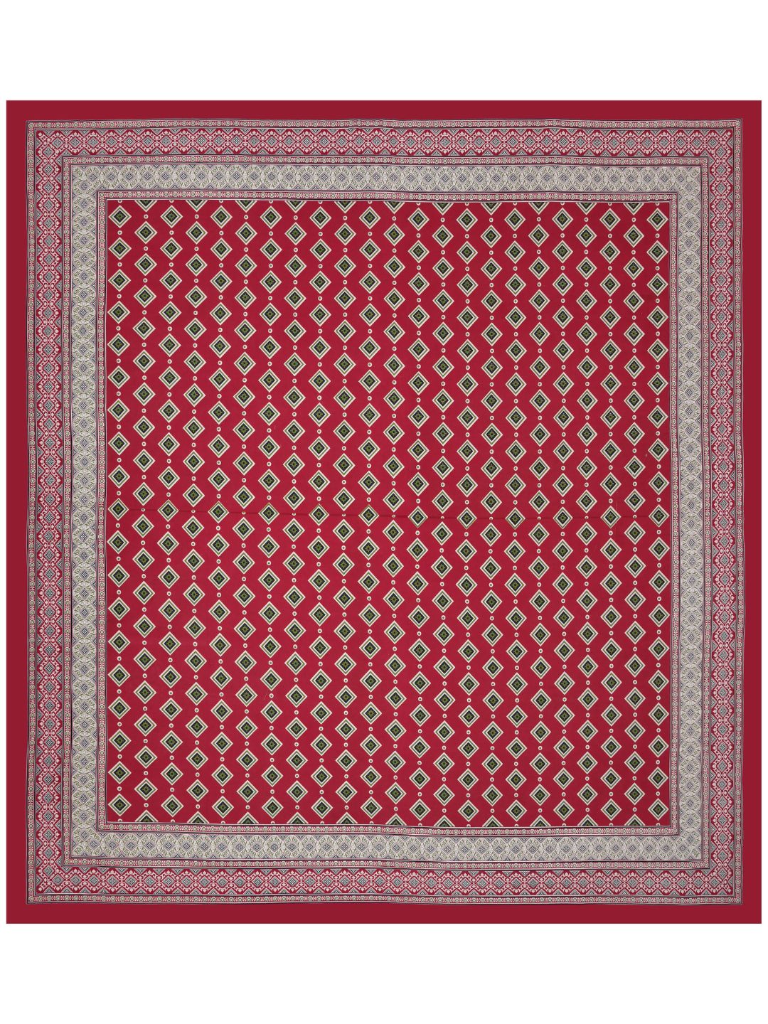 LIVING ROOTS King Size Ethenic Rajasthani 100% Pure Cotton Red Colour Bedsheet With Pillow Cover (31-197-B)