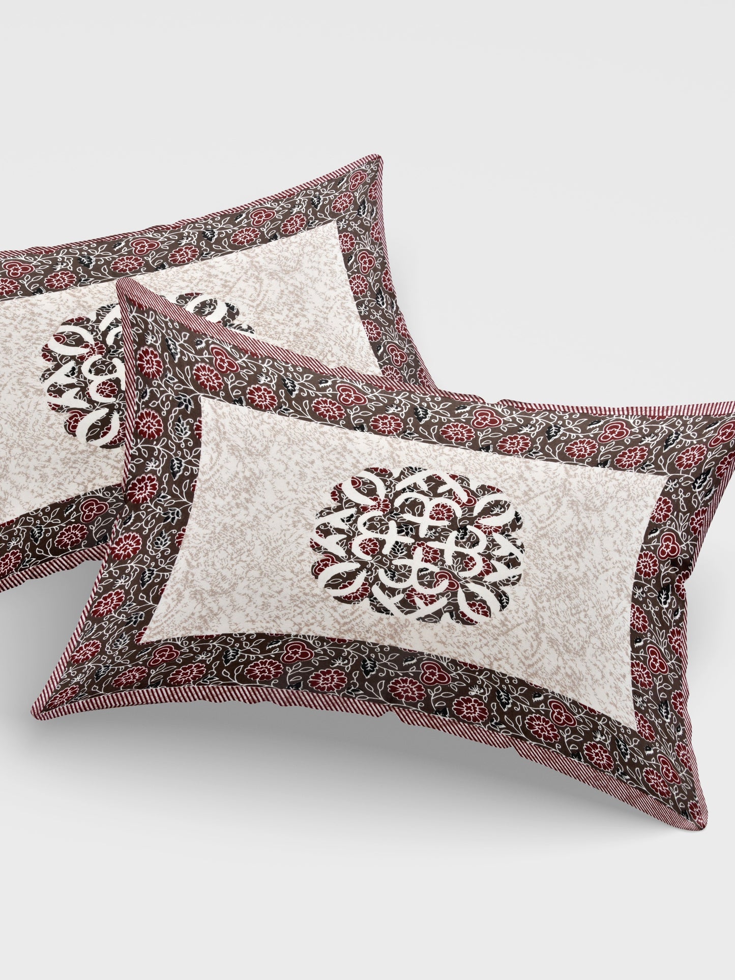 LIVING ROOTS King Size Ethenic Rajasthani 100% Pure Cotton Red Colour Bedsheet With Pillow Cover (31-217-B)