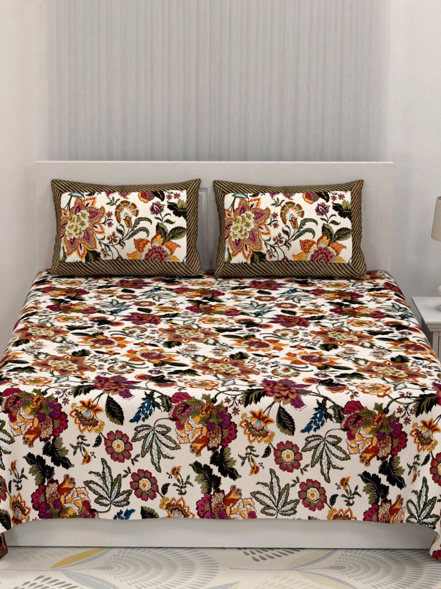 LIVING ROOTS Pure Cotton 1 Queen Size Bedsheet with 2 Pillow Cover 86*96 inches (7*8 Feet) | Rich Fast Colour with No Colour Bleeding | Soft Skin Friendly (225-A)