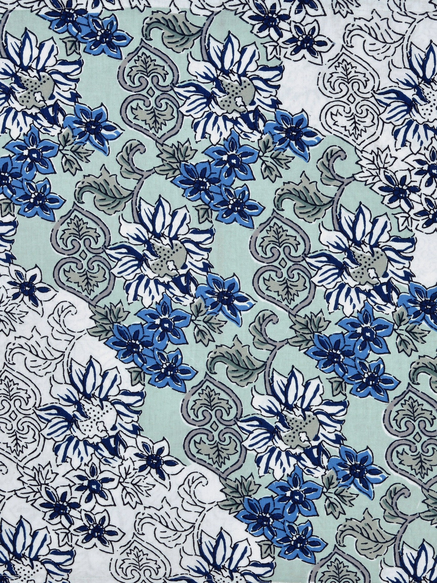 LIVING ROOTS Jaipuri Hand Block Print Super King Cotton Bedsheet 108 x 108 Inches (9 x 9 Feet) with 2 Pillow Cover | 140 TC | Rich Fast Colour with No Colour Bleeding (254-A)