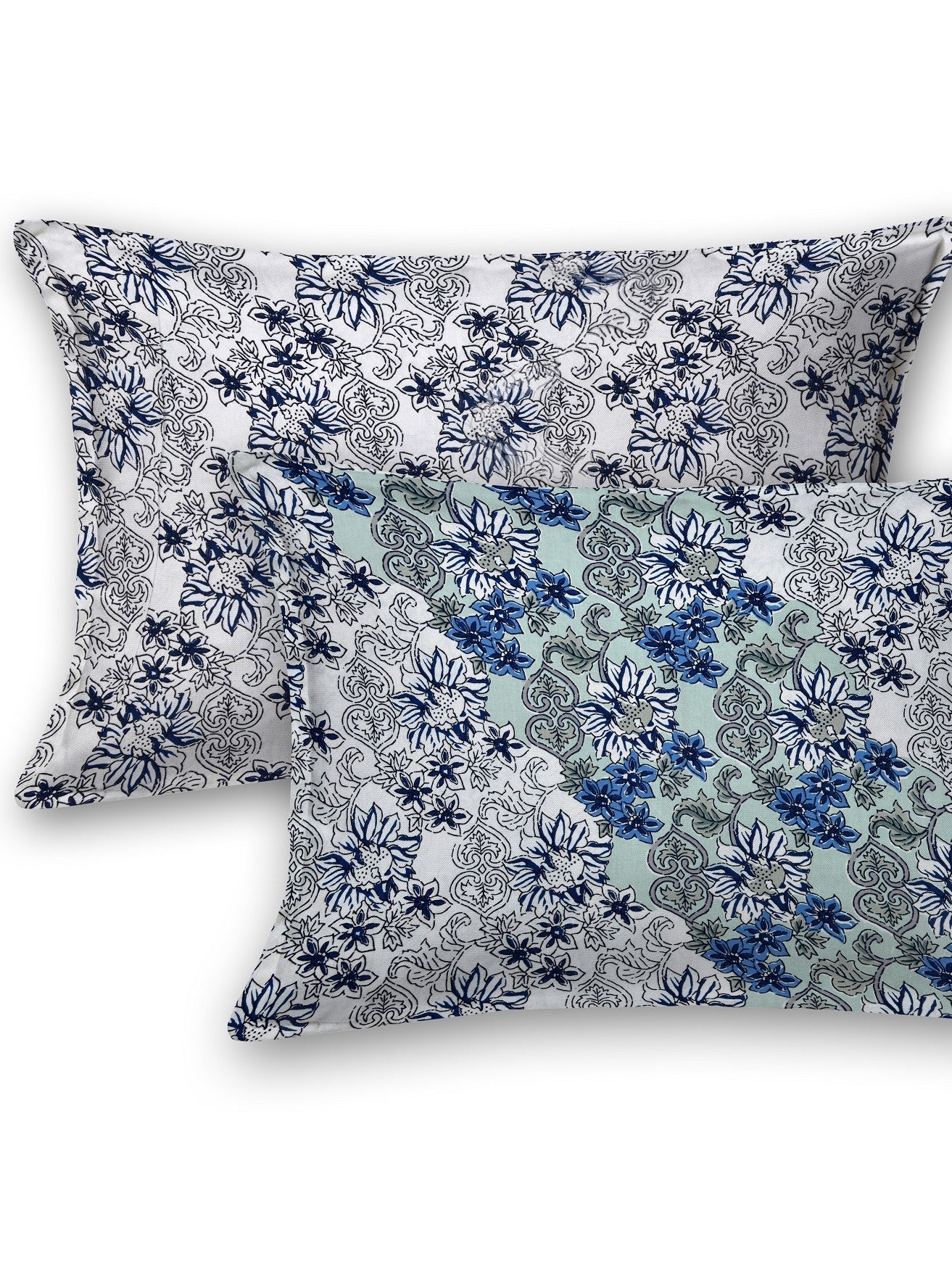 LIVING ROOTS Jaipuri Hand Block Print Super King Cotton Bedsheet 108 * 108 Inches (9 x 9 Feet) with 2 Pillow Cover | 140 TC | Rich Fast Colour with No Colour Bleeding (256-C)