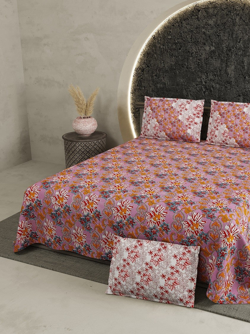LIVING ROOTS Jaipuri Hand Block Print Super King Cotton Bedsheet 108 x 108 Inches (9 x 9 Feet) with 2 Pillow Cover | 140 TC | Rich Fast Colour with No Colour Bleeding (256-B)