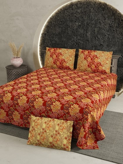 LIVING ROOTS Jaipuri Hand Block Print Super King Cotton Bedsheet 108 x 108 Inches (9 x 9 Feet) with 2 Pillow Cover | 140 TC | Rich Fast Colour with No Colour Bleeding (256-A)