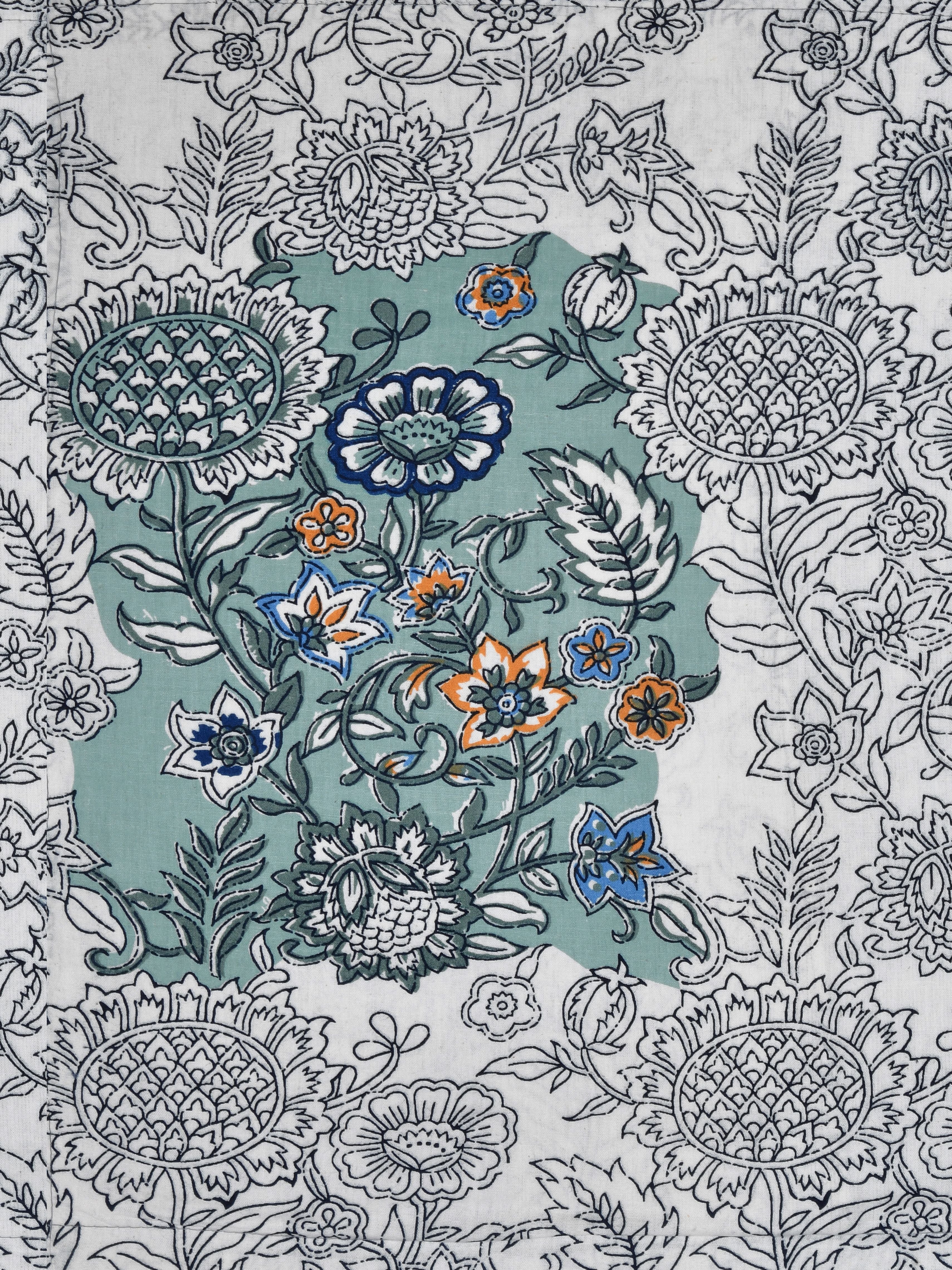 LIVING ROOTS Jaipuri Hand Block Print Super King Cotton Bedsheet 108 x 108 Inches (9 x 9 Feet) with 2 Pillow Cover | 140 TC | Rich Fast Colour with No Colour Bleeding (255-A)