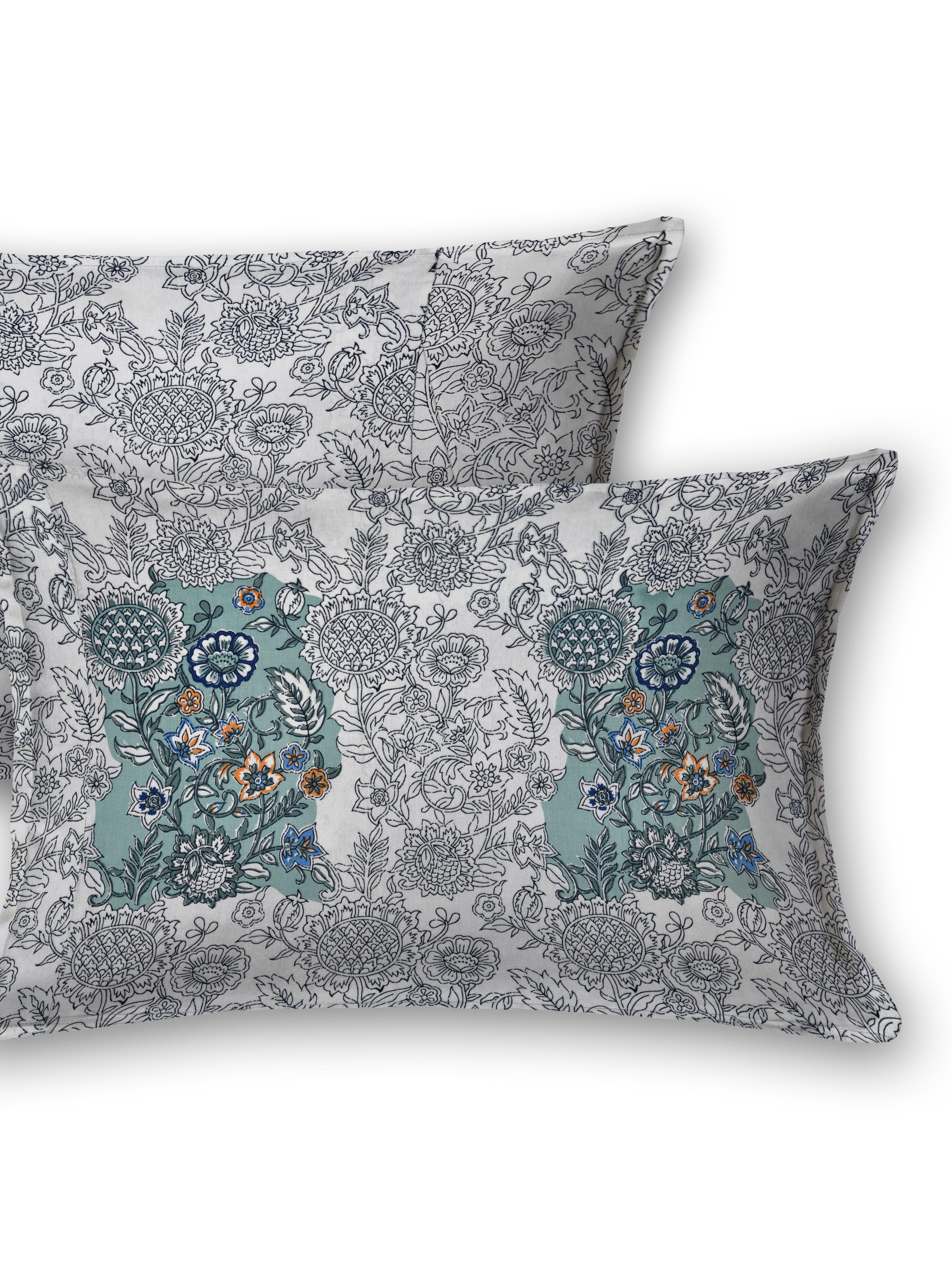 LIVING ROOTS Jaipuri Hand Block Print Super King Cotton Bedsheet 108 x 108 Inches (9 x 9 Feet) with 2 Pillow Cover | 140 TC | Rich Fast Colour with No Colour Bleeding (255-A)