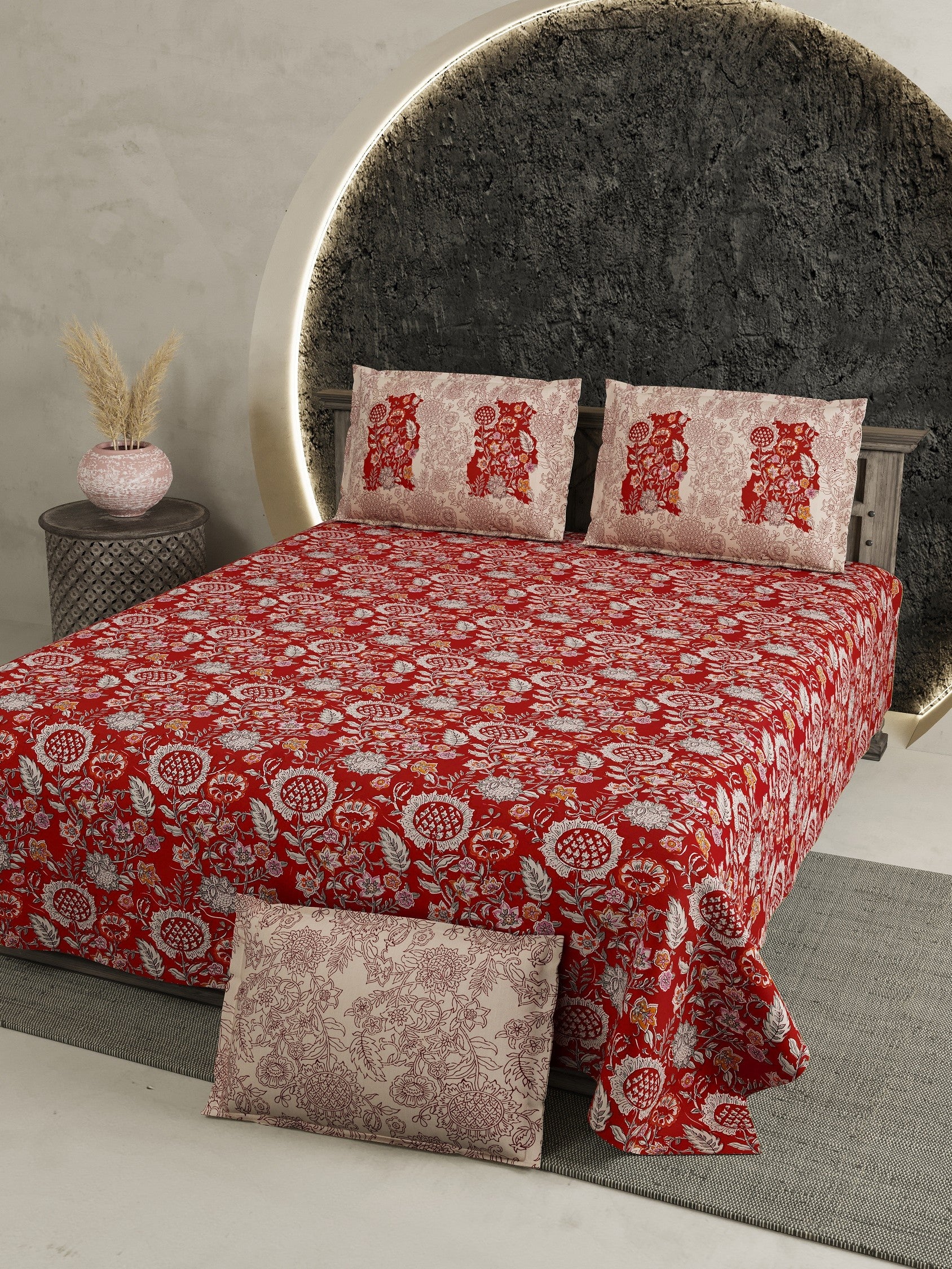 LIVING ROOTS Jaipuri Hand Block Print Super King Cotton Bedsheet 108 x 108 Inches (9 x 9 Feet) with 2 Pillow Cover | 140 TC | Rich Fast Colour with No Colour Bleeding (255-B)
