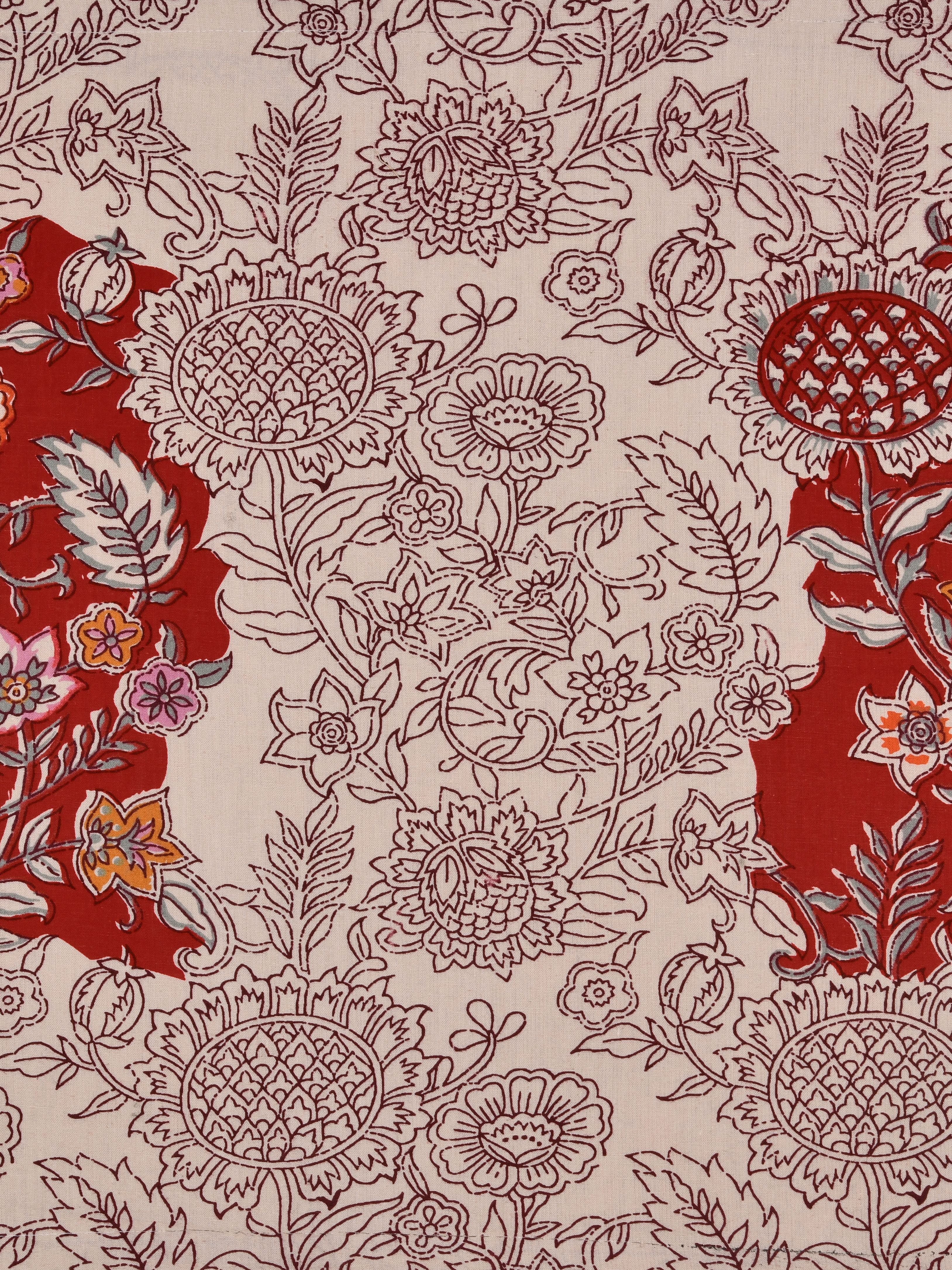 LIVING ROOTS Jaipuri Hand Block Print Super King Cotton Bedsheet 108 x 108 Inches (9 x 9 Feet) with 2 Pillow Cover | 140 TC | Rich Fast Colour with No Colour Bleeding (255-B)