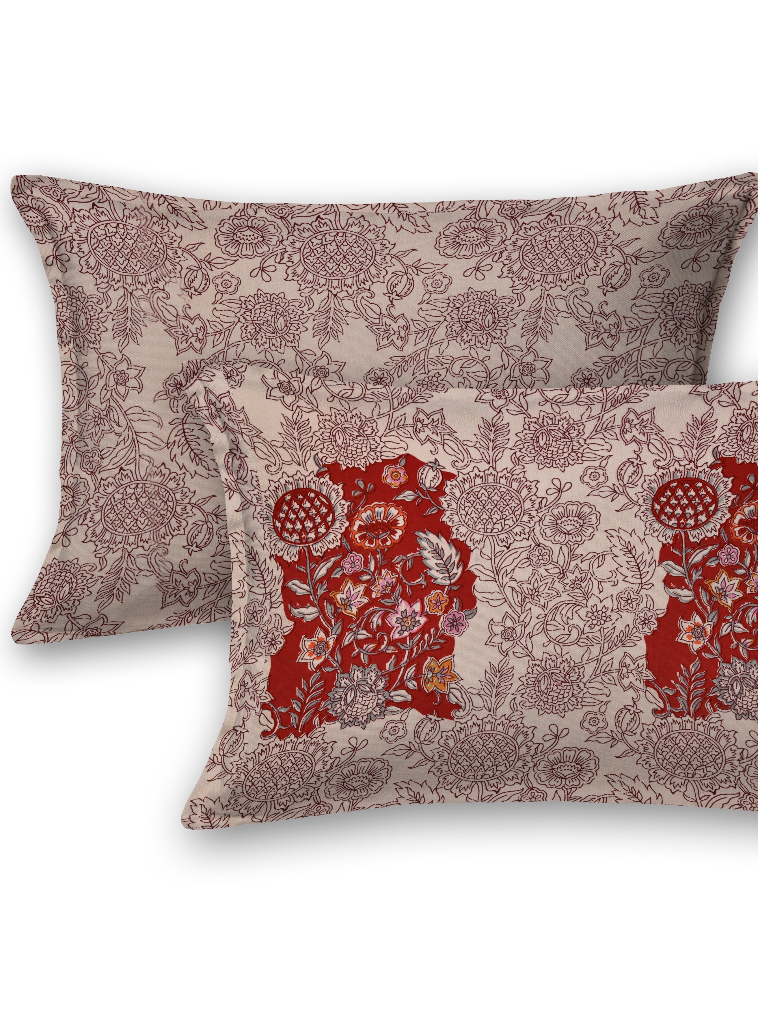 LIVING ROOTS Jaipuri Hand Block Print Super King Cotton Bedsheet 108 x 108 Inches (9 x 9 Feet) with 2 Pillow Cover | 140 TC | Rich Fast Colour with No Colour Bleeding (255-B)