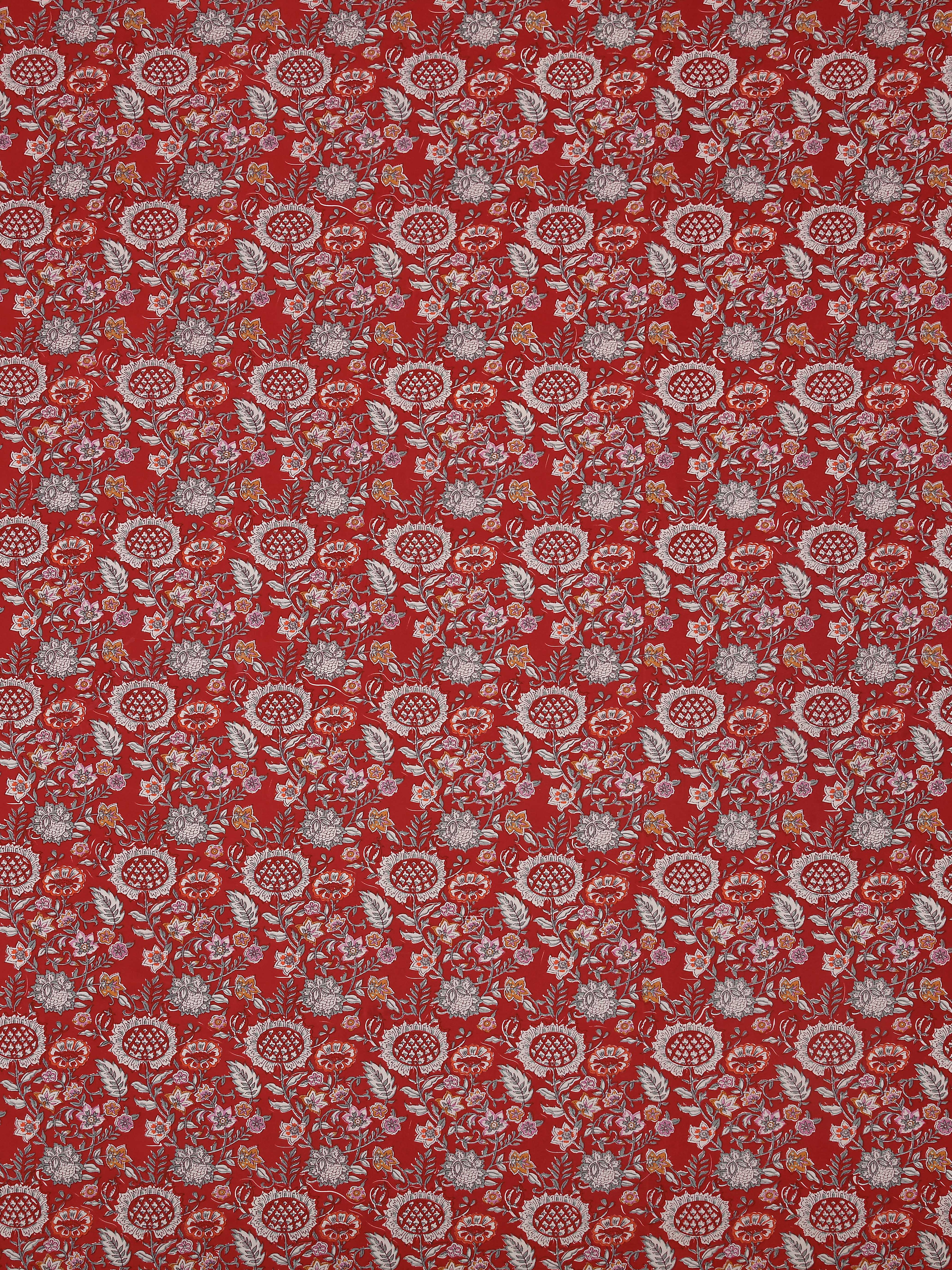 LIVING ROOTS Jaipuri Hand Block Print Super King Cotton Bedsheet 108 x 108 Inches (9 x 9 Feet) with 2 Pillow Cover | 140 TC | Rich Fast Colour with No Colour Bleeding (255-B)