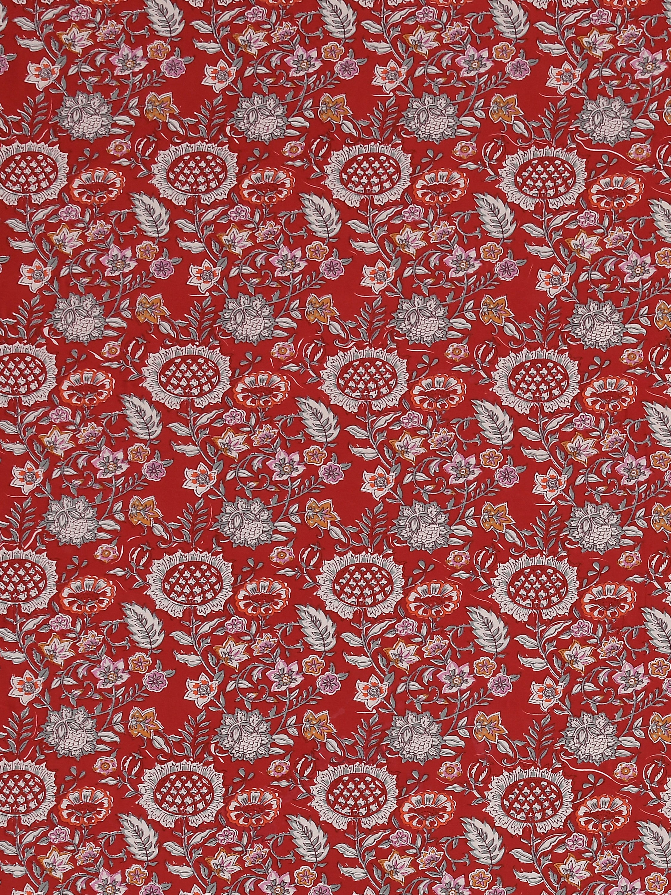 LIVING ROOTS Jaipuri Hand Block Print Super King Cotton Bedsheet 108 x 108 Inches (9 x 9 Feet) with 2 Pillow Cover | 140 TC | Rich Fast Colour with No Colour Bleeding (255-B)