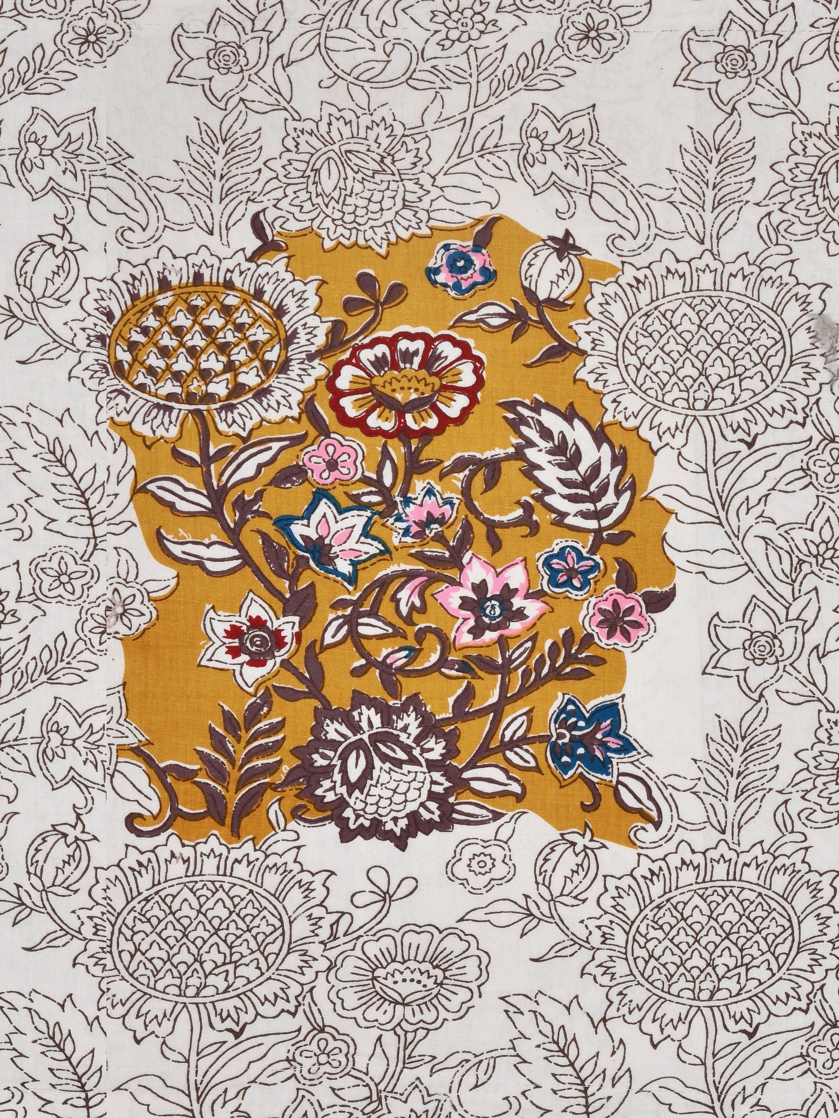 LIVING ROOTS Double Bed Super King Floral Print Bedsheets Cotton with 2 Pillow Covers (108 x 108 inch) 210TC (Yellow Flower Print 3)