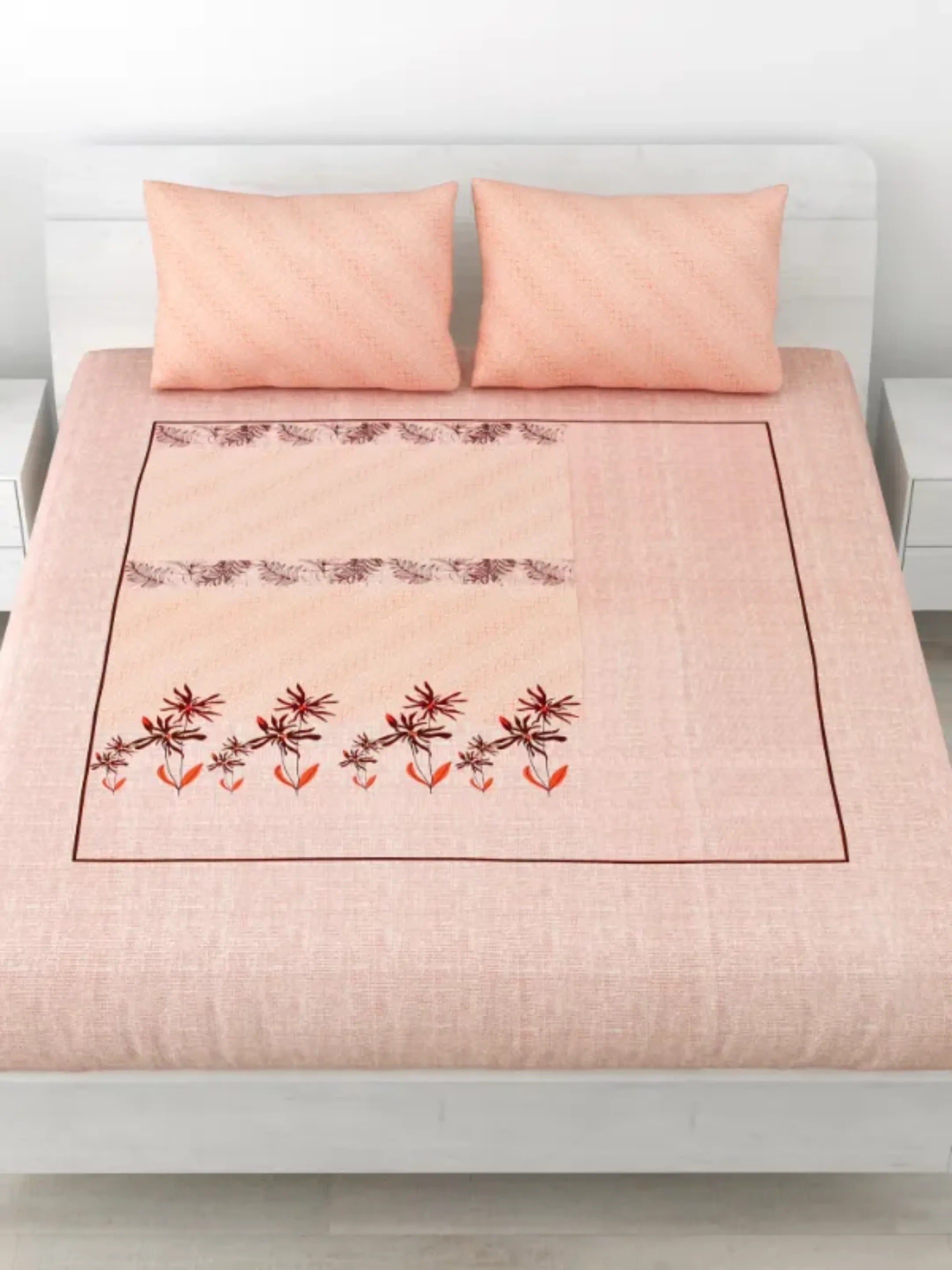 LIVING ROOTS Double Bedsheet Pure Cotton 1 Queen Size Bedsheet with 2 Pillow Cover 86*96 inches (7*8 Feet) | Rich Fast Colour with No Colour Bleeding | Soft, Breathable & Skin Friendly, Keeps Your Body Cool(302-A)