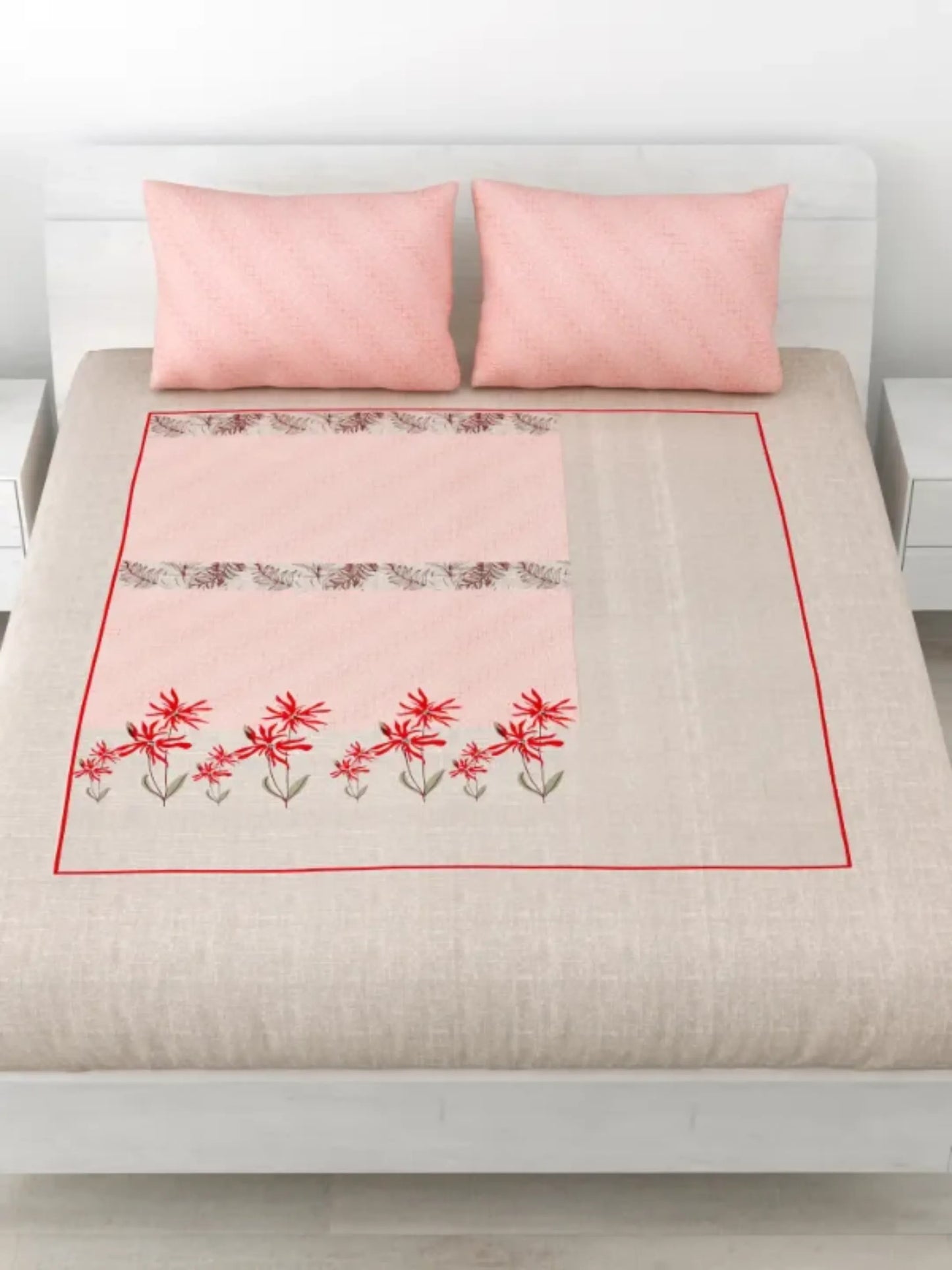 LIVING ROOTS Double Bedsheet Pure Cotton 1 Queen Size Bedsheet with 2 Pillow Cover 86*96 inches (7*8 Feet) | Rich Fast Colour with No Colour Bleeding | Soft, Breathable & Skin Friendly, Keeps Your Body Cool(302-B)