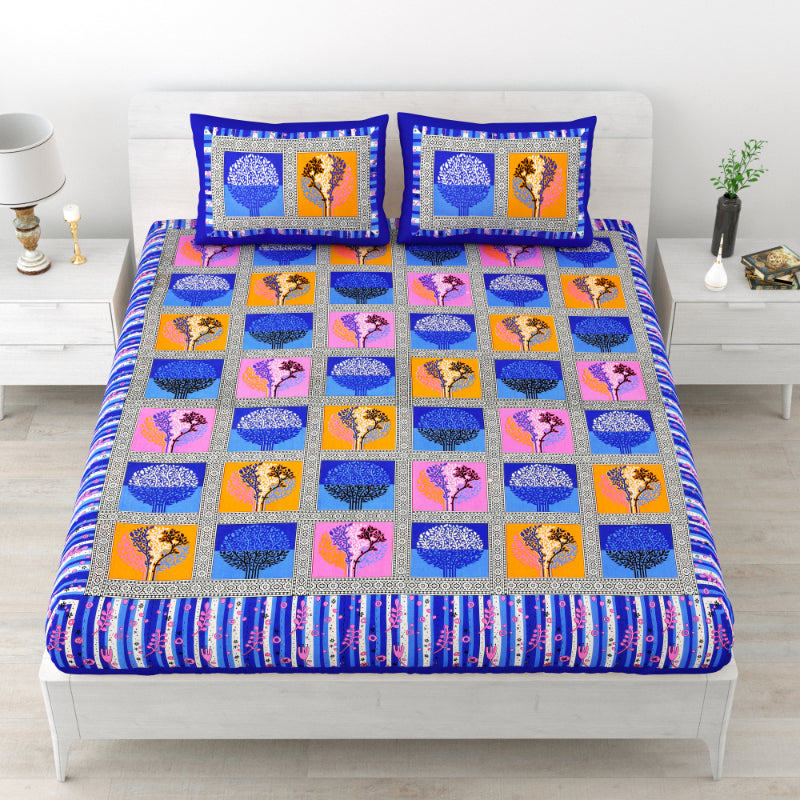LIVING ROOTS 1 Queen Size Bedsheet 86*96 inches (7*8 Feet) with 2 Pillow Cover | Pure Cotton | Rich Fast Colour with No Colour Bleeding | Soft, Breathable & Skin Friendly, Keeps Your Body Cool (306-C)