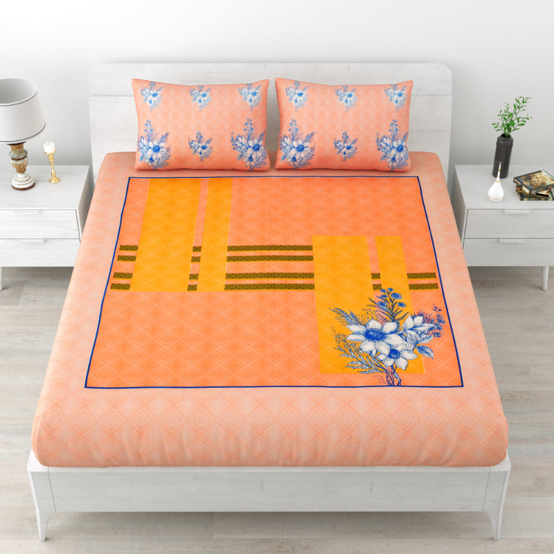 LIVING ROOTS 1 Queen Size Bedsheet 86*96 inches (7*8 Feet) with 2 Pillow Cover | Pure Cotton | Rich Fast Colour with No Colour Bleeding | Soft, Breathable & Skin Friendly, Keeps Your Body Cool (308-A)