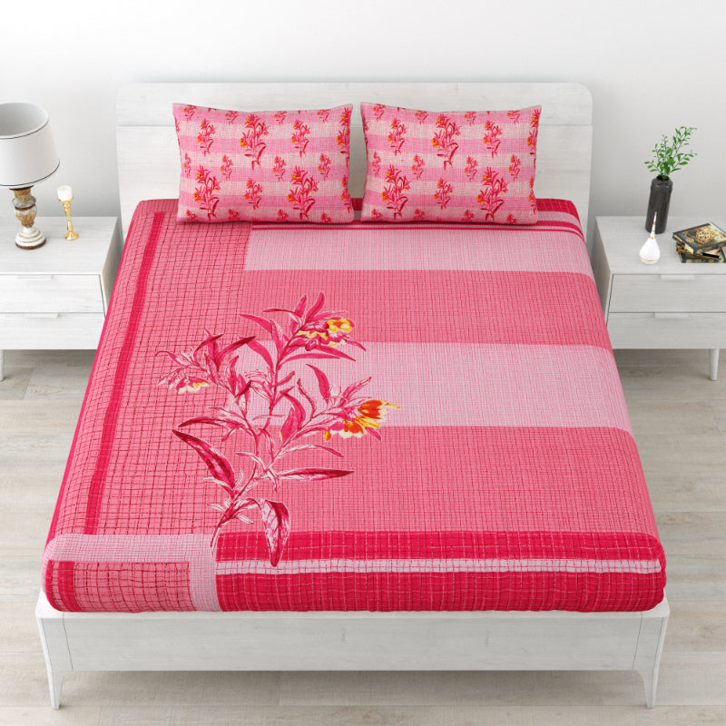 LIVING ROOTS 1 Queen Size Bedsheet 86*96 inches (7*8 Feet) with 2 Pillow Cover | Pure Cotton | Rich Fast Colour with No Colour Bleeding | Soft, Breathable & Skin Friendly, Keeps Your Body Cool (309-A)