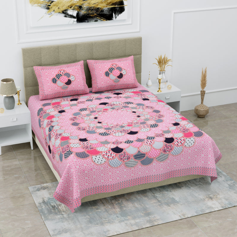 LIVING ROOTS 1 Queen Size Bedsheet 86*96 inches (7*8 Feet) with 2 Pillow Cover | Pure Cotton | Rich Fast Colour with No Colour Bleeding | Soft, Breathable & Skin Friendly, Keeps Your Body Cool (313-E)