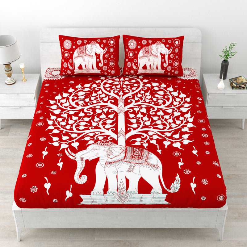 LIVING ROOTS 1 Queen Size Bedsheet 86*96 inches (7*8 Feet) with 2 Pillow Cover | Pure Cotton | Rich Fast Colour with No Colour Bleeding | Soft, Breathable & Skin Friendly, Keeps Your Body Cool (316-D)