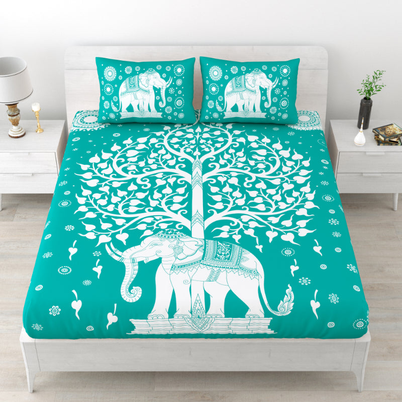 LIVING ROOTS 1 Queen Size Bedsheet 86*96 inches (7*8 Feet) with 2 Pillow Cover | Pure Cotton | Rich Fast Colour with No Colour Bleeding | Soft, Breathable & Skin Friendly, Keeps Your Body Cool (316-E)