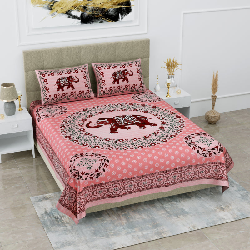 LIVING ROOTS 1 Queen Size Bedsheet 86*96 inches (7*8 Feet) with 2 Pillow Cover | Pure Cotton | Rich Fast Colour with No Colour Bleeding | Soft, Breathable & Skin Friendly, Keeps Your Body Cool (317-C)