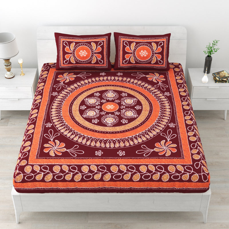LIVING ROOTS 1 Queen Size Bedsheet 86*96 inches (7*8 Feet) with 2 Pillow Cover | Pure Cotton | Rich Fast Colour with No Colour Bleeding | Soft, Breathable & Skin Friendly, Keeps Your Body Cool (318-B)