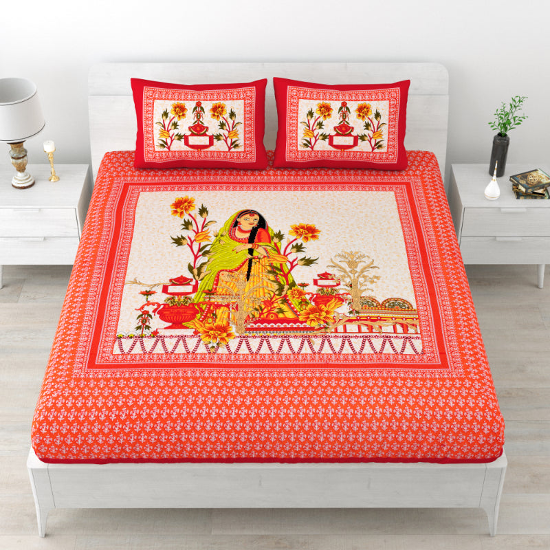 LIVING ROOTS 1 Queen Size Bedsheet 86*96 inches (7*8 Feet) with 2 Pillow Cover | Pure Cotton | Rich Fast Colour with No Colour Bleeding | Soft, Breathable & Skin Friendly, Keeps Your Body Cool (319-A)