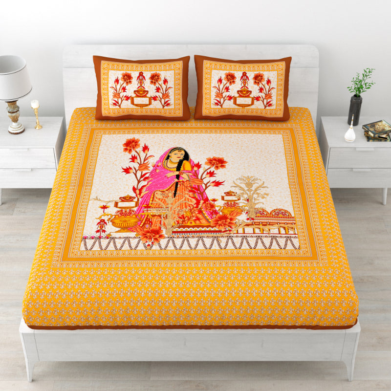 LIVING ROOTS 1 Queen Size Bedsheet 86*96 inches (7*8 Feet) with 2 Pillow Cover | Pure Cotton | Rich Fast Colour with No Colour Bleeding | Soft, Breathable & Skin Friendly, Keeps Your Body Cool (319-D)