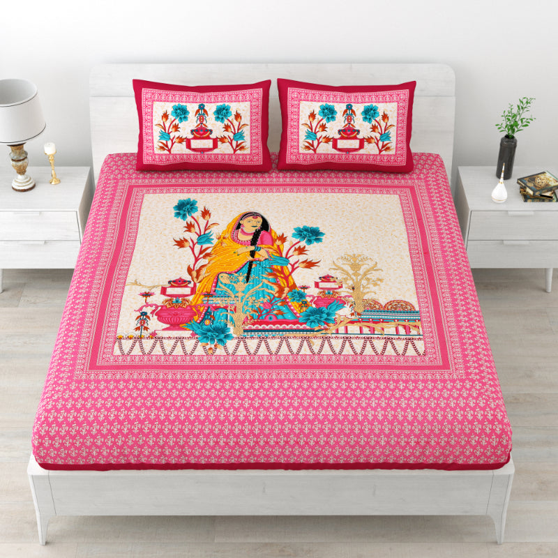 LIVING ROOTS 1 Queen Size Bedsheet 86*96 inches (7*8 Feet) with 2 Pillow Cover | Pure Cotton | Rich Fast Colour with No Colour Bleeding | Soft, Breathable & Skin Friendly, Keeps Your Body Cool (319-E)