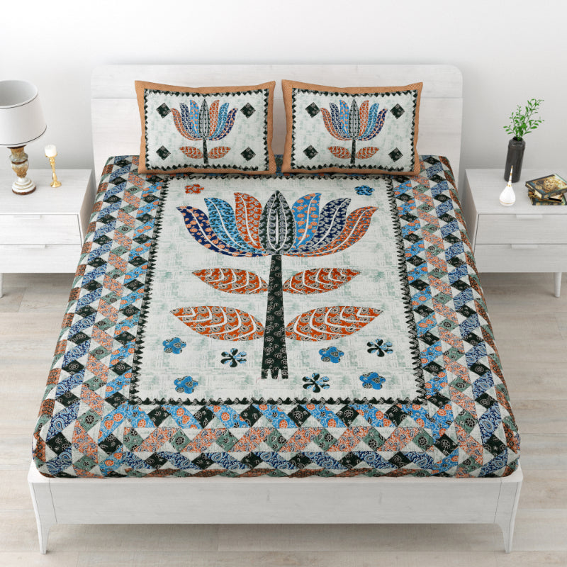 LIVING ROOTS 1 Queen Size Bedsheet 86*96 inches (7*8 Feet) with 2 Pillow Cover | Pure Cotton | Rich Fast Colour with No Colour Bleeding | Soft, Breathable & Skin Friendly, Keeps Your Body Cool (323-C)