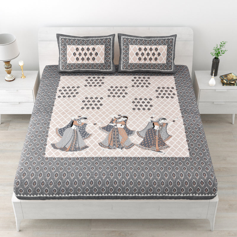 LIVING ROOTS 1 Queen Size Bedsheet 86*96 inches (7*8 Feet) with 2 Pillow Cover | Pure Cotton | Rich Fast Colour with No Colour Bleeding | Soft, Breathable & Skin Friendly, Keeps Your Body Cool (325-C)