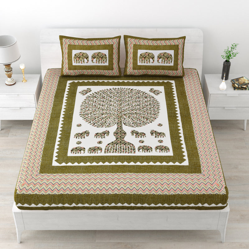 LIVING ROOTS 1 Queen Size Bedsheet 86*96 inches (7*8 Feet) with 2 Pillow Cover | Pure Cotton | Rich Fast Colour with No Colour Bleeding | Soft, Breathable & Skin Friendly, Keeps Your Body Cool (328-C)