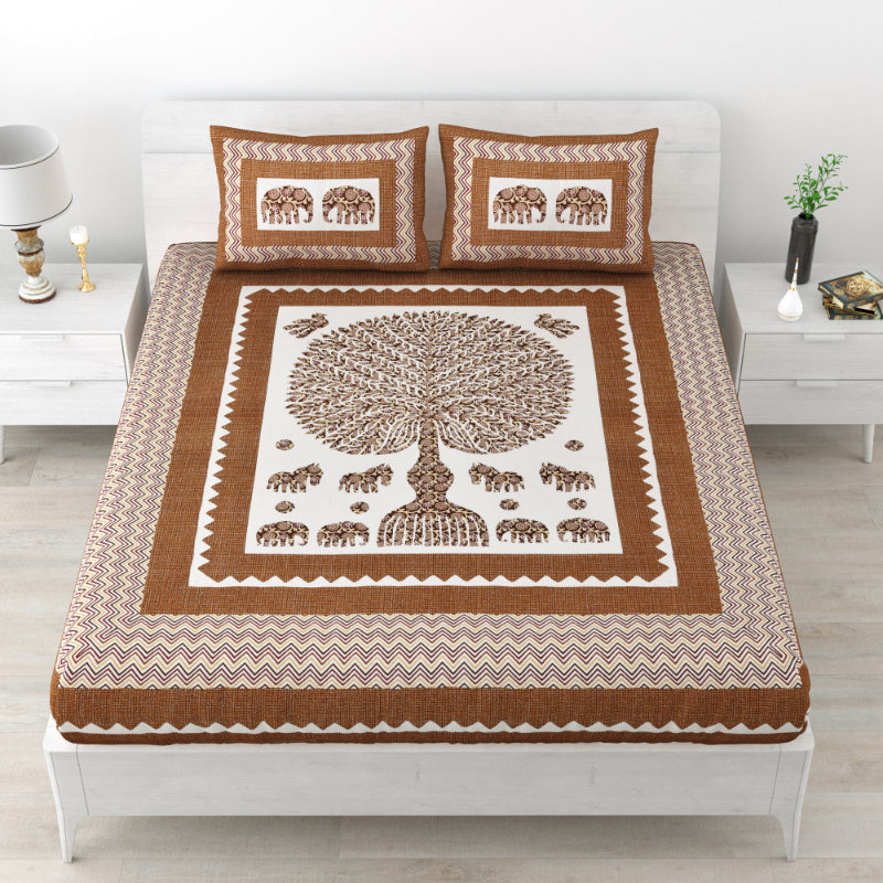 LIVING ROOTS 1 Queen Size Bedsheet 86*96 inches (7*8 Feet) with 2 Pillow Cover | Pure Cotton | Rich Fast Colour with No Colour Bleeding | Soft, Breathable & Skin Friendly, Keeps Your Body Cool (328-D)