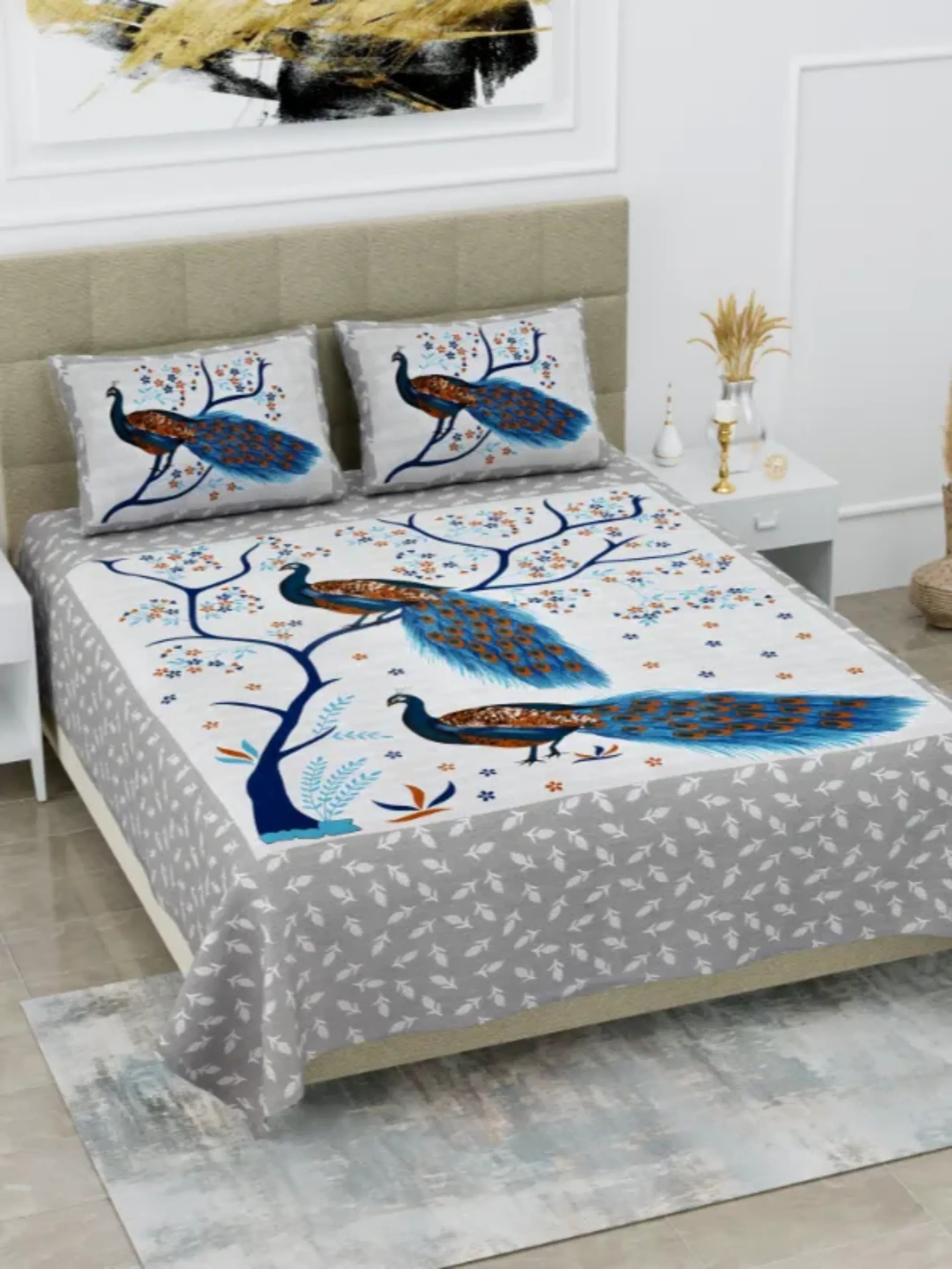 LIVING ROOTS 1 Queen Size Bedsheet 86*96 inches (7*8 Feet) with 2 Pillow Cover | Pure Cotton | Rich Fast Colour with No Colour Bleeding | Soft, Breathable & Skin Friendly, Keeps Your Body Cool (329-A)