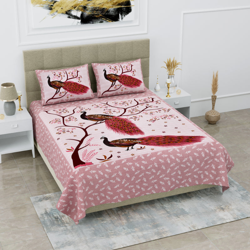 LIVING ROOTS 1 Queen Size Bedsheet 86*96 inches (7*8 Feet) with 2 Pillow Cover | Pure Cotton | Rich Fast Colour with No Colour Bleeding | Soft, Breathable & Skin Friendly, Keeps Your Body Cool (329-C)