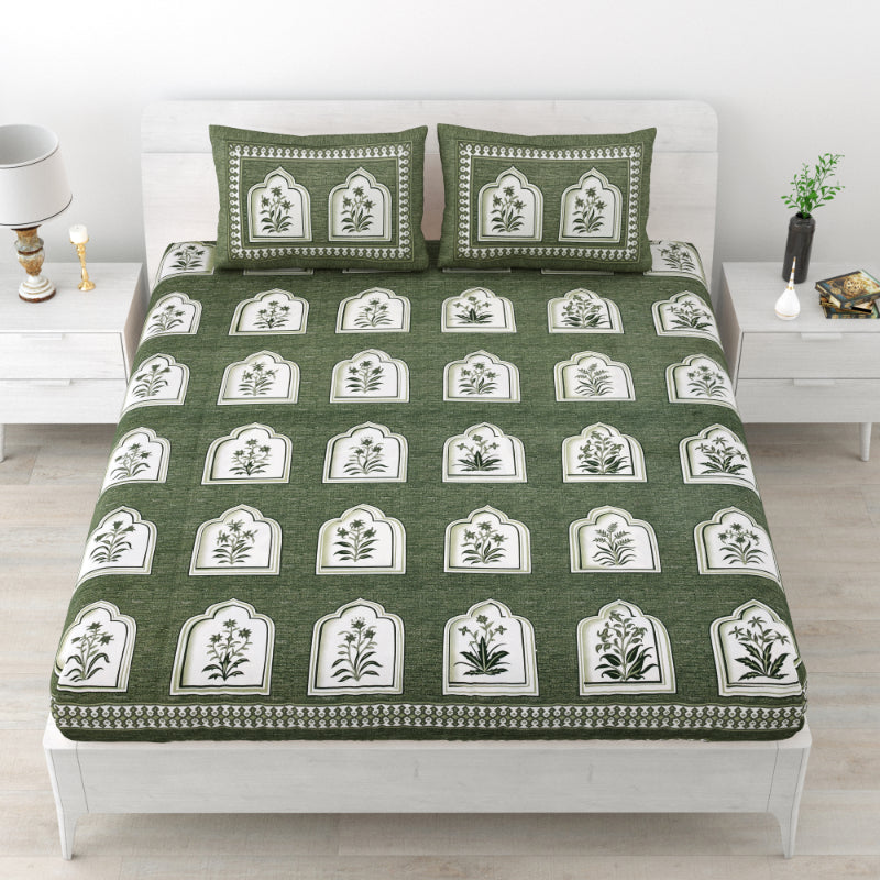 LIVING ROOTS 1 Queen Size Bedsheet 86*96 inches (7*8 Feet) with 2 Pillow Cover | Pure Cotton | Rich Fast Colour with No Colour Bleeding | Soft, Breathable & Skin Friendly, Keeps Your Body Cool (330-C)