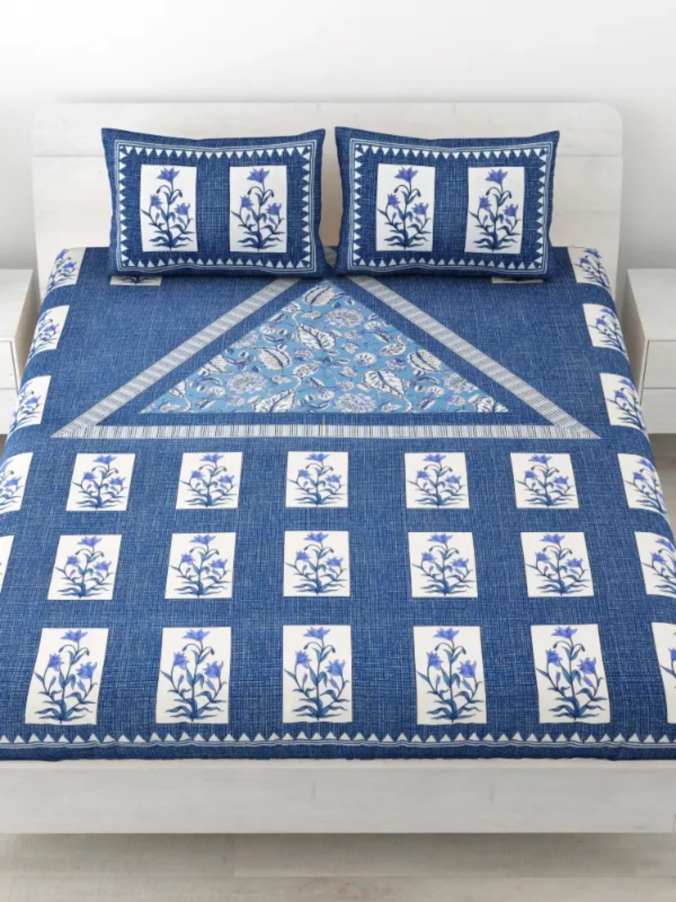LIVING ROOTS 1 Queen Size Bedsheet 86*96 inches (7*8 Feet) with 2 Pillow Cover | Pure Cotton | Rich Fast Colour with No Colour Bleeding | Soft, Breathable & Skin Friendly, Keeps Your Body Cool (331-D)